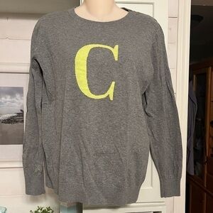 Old Navy Letter C Sweater Large Gray 100% Cotton Like New